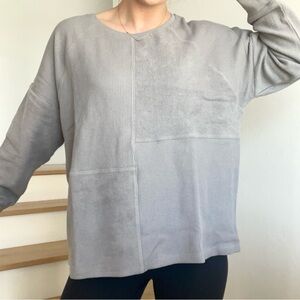 Soft Surroundings Ski Life Thermal Patchwork Grey Silver Crew Pullover Shirt
